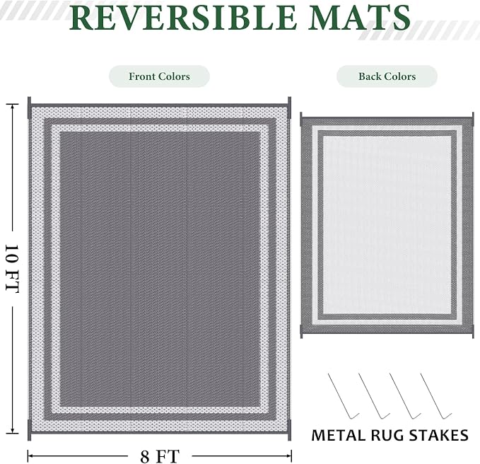 HappyTrends Outdoor Rug Reversible Portable Plastic Straw Camping Rugs - Image 2