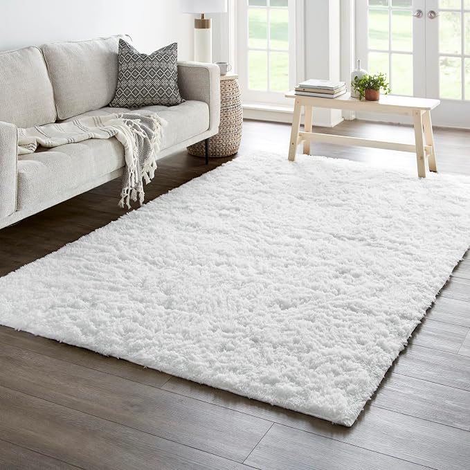 Ophanie 6x9 White Rugs for Living Room, Large Fluffy Shag Fuzzy Plush Soft - Image 5