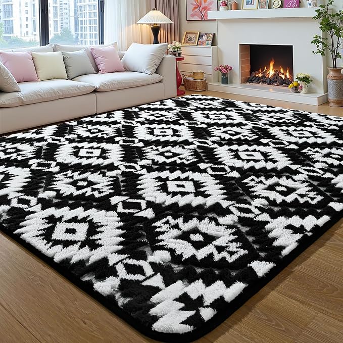 Macgace 5x7 Black Area Rug, Soft Shag Carpet, Washable Living Room Rugs by Macgace