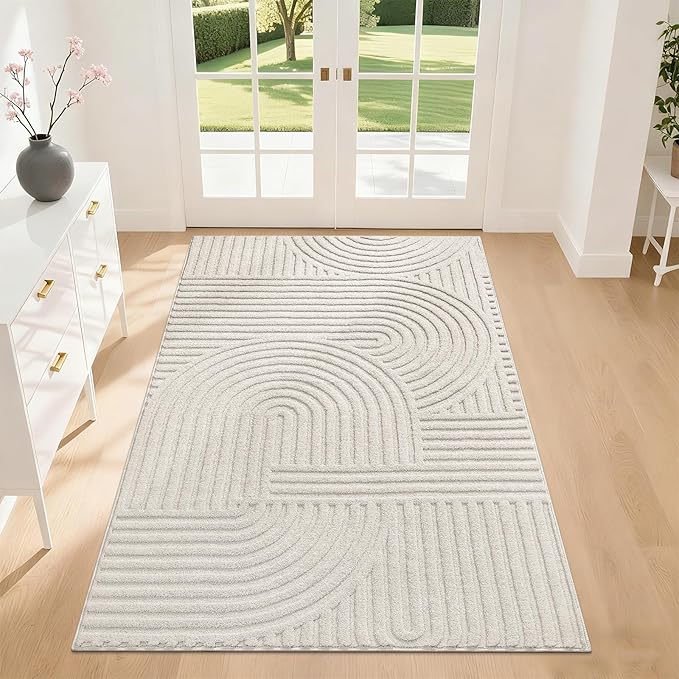 Pauwer 3x5 Washable Area Rugs for Living Room Modern Beige Solid Color Soft by Pauwer