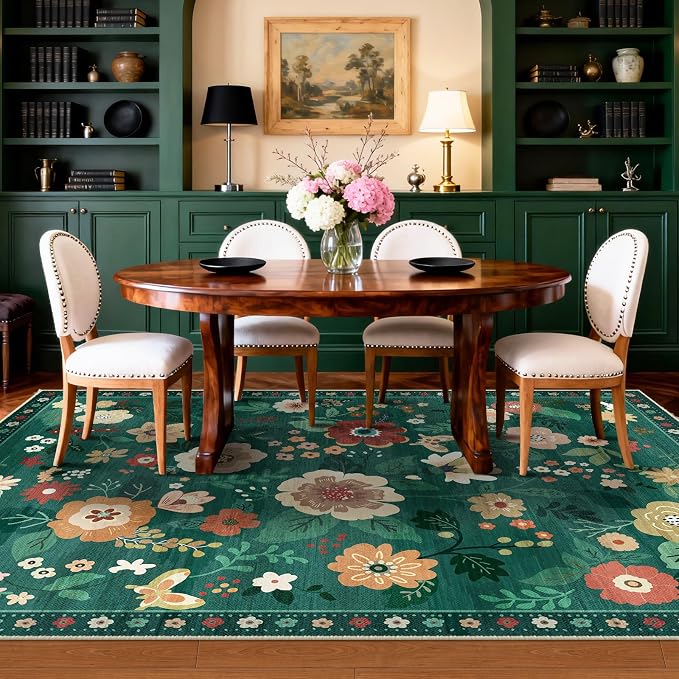 RELEANY Floral 6x9 Area Rugs Washable Print Boho Cute Carpet Non Slip Flower - Image 8