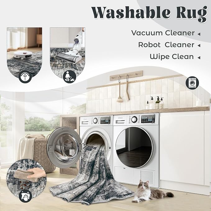 XLUEZ 5x7 Area Rugs for Living Room, Washable Modern Abstract Large Area Rug - Image 2