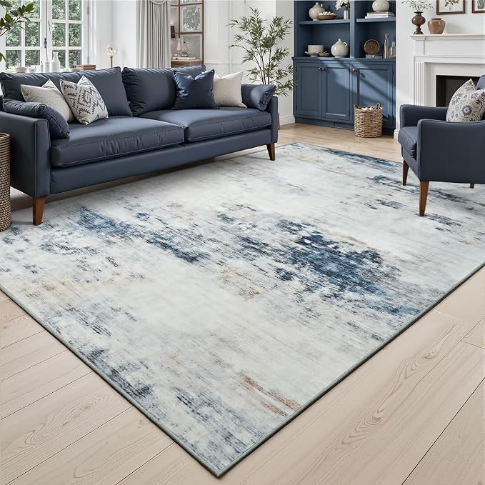 Toneed Abstract Area Rug 5x8 Modern Washable Rug Soft Non Slip Rug Low Pile by Toneed