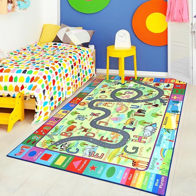 Terrug Kids Rug for Playroom, Educational Classroom Rug for Kids Room, Washable - Image 2