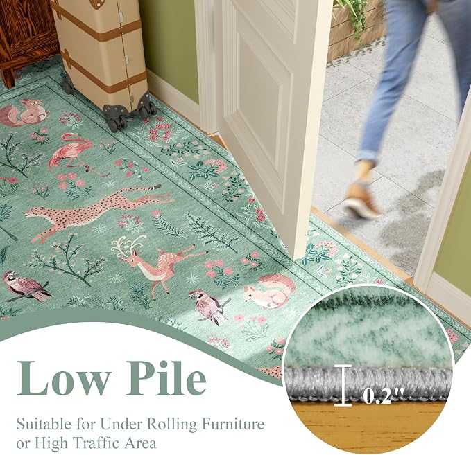 DUKINO 5x7 Rug, Washable Animal Living Room Rug - Image 8