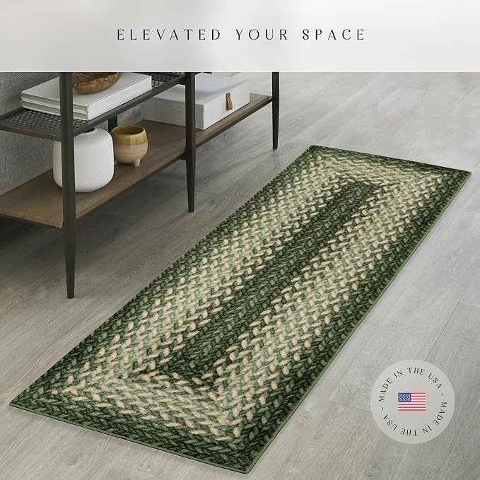 Maples Rugs Marion Bohemian Braided-Style Print Runner Rug – Made in USA – - Image 2