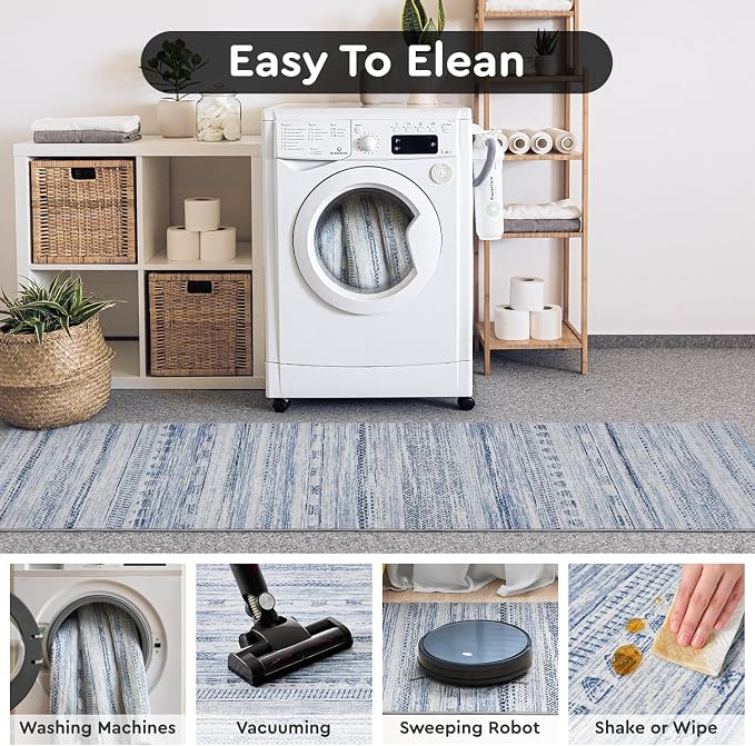 2x8 Runner Rug Machine Washable Non Slip Area Rug Distressed Neutral Moroccan - Image 6