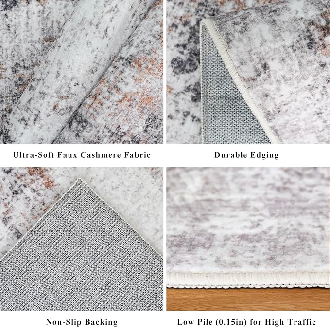 2x6 Washable Non-Slip Hallway Runner Rug – Modern Abstract Soft Carpet Runner - Image 4