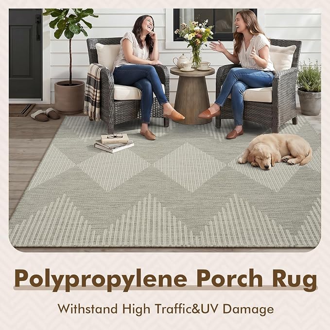 MontVoo-Outdoor Rug Carpet Patio Rug 5x7 ft Polypropylene Indoor Outdoor Rugs - Image 9