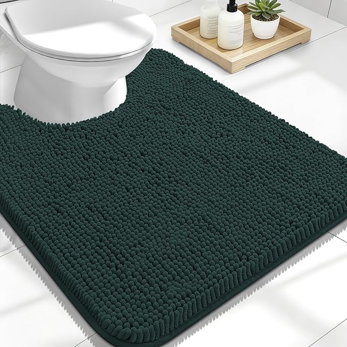 OLANLY Toilet Rugs U-Shaped 24x20, Extra Soft Absorbent Chenille Contour by OLANLY
