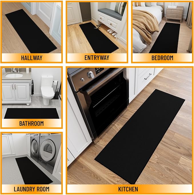 Ottomanson Hallway Runner Rug 20" x 53" Non Slip Solid Area Rugs Easy to Clean - Image 3