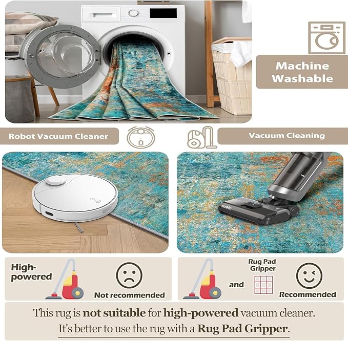 RELEANY Washable Area Rugs 8ft Non-Slip Modern Abstract Soft - Image 6