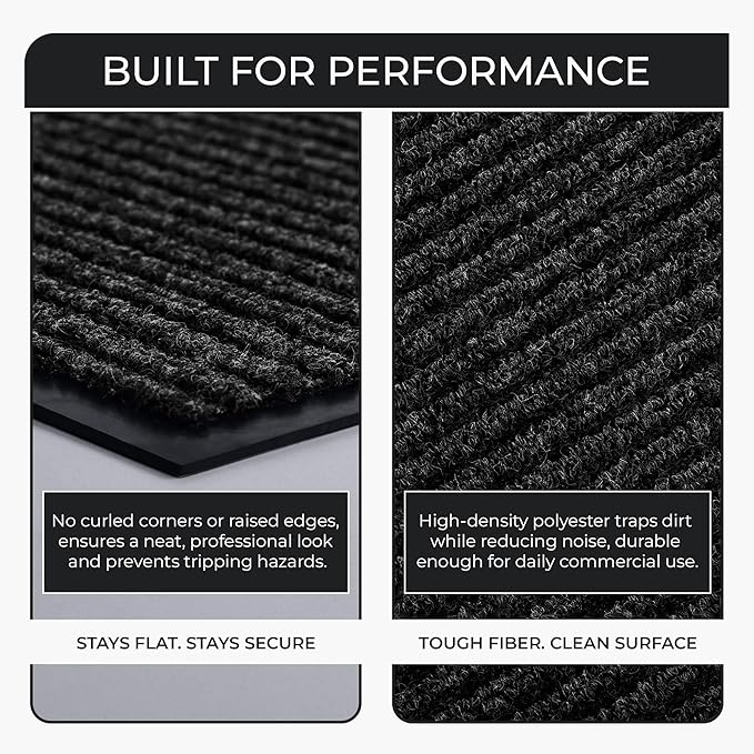 Large Door Mat 3' x 5' Black, Heavy Duty Commercial Floor Mat, Industrial Floor - Image 3