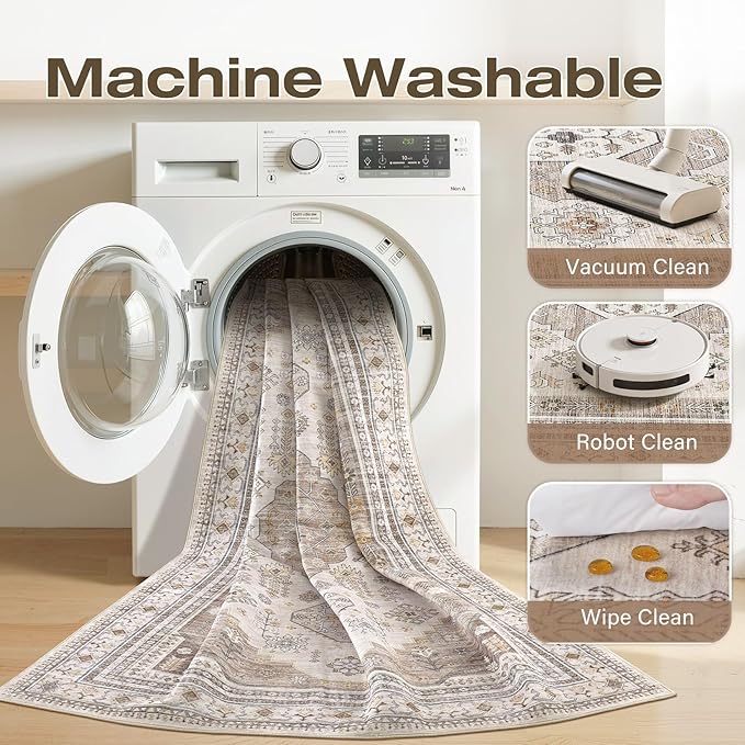 9x12 Washable Area Rug, Large Rugs - Image 2