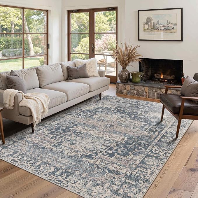 Rugxara 4x6 Rug for Living Room Bedroom, Vintage Retro Boho Area Rugs, Non Slip - Image 3