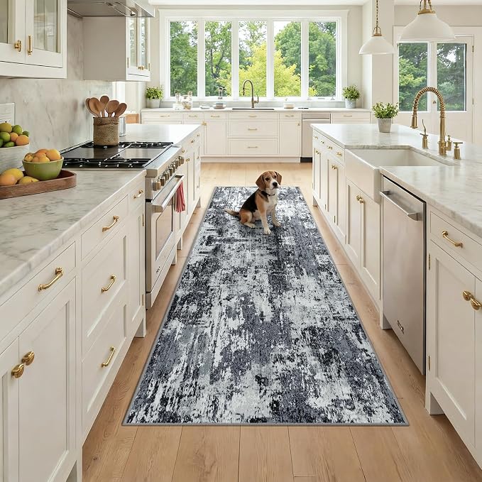 RELEANY Washable Area Rugs 3x8 Non-Slip Modern Abstract Soft by RELEANY