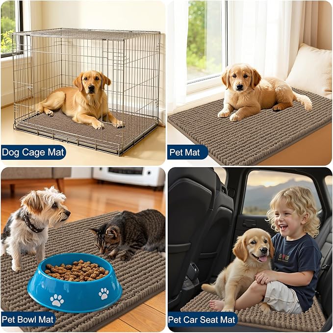 OLANLY Dog Door Mat for Muddy Paws 24x16, Ultra Absorbent Chenille Mud Doormat - Image 7