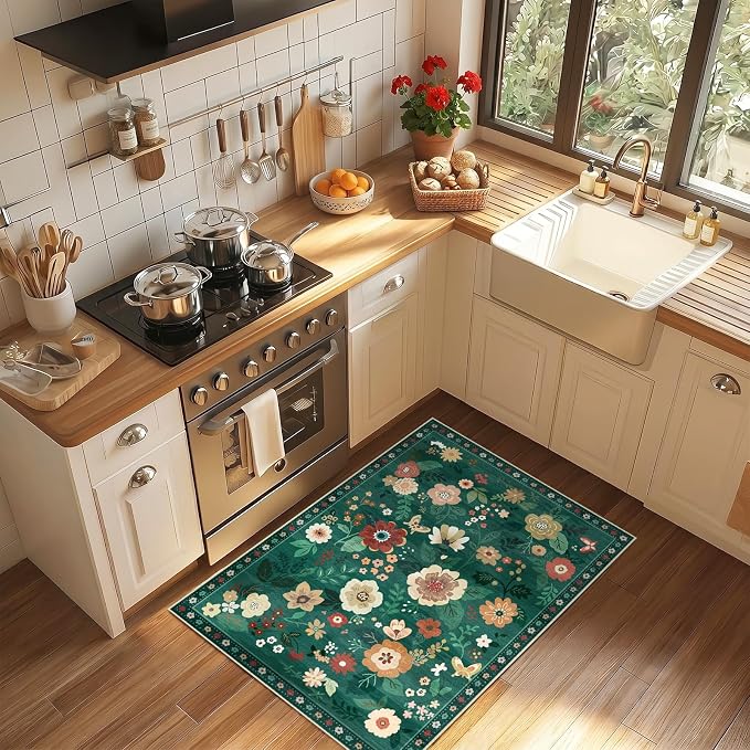 RELEANY Floral 2x3 Area Rugs Washable Print Boho Cute Carpet Non Slip Flower - Image 6