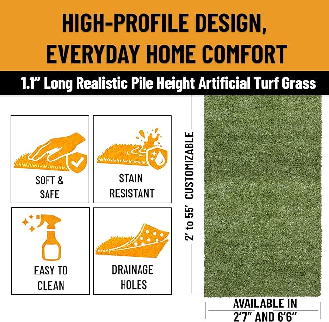Ottomanson Artificial Turf Natural 78" x 30', Realistic Grass Carpet - Image 6