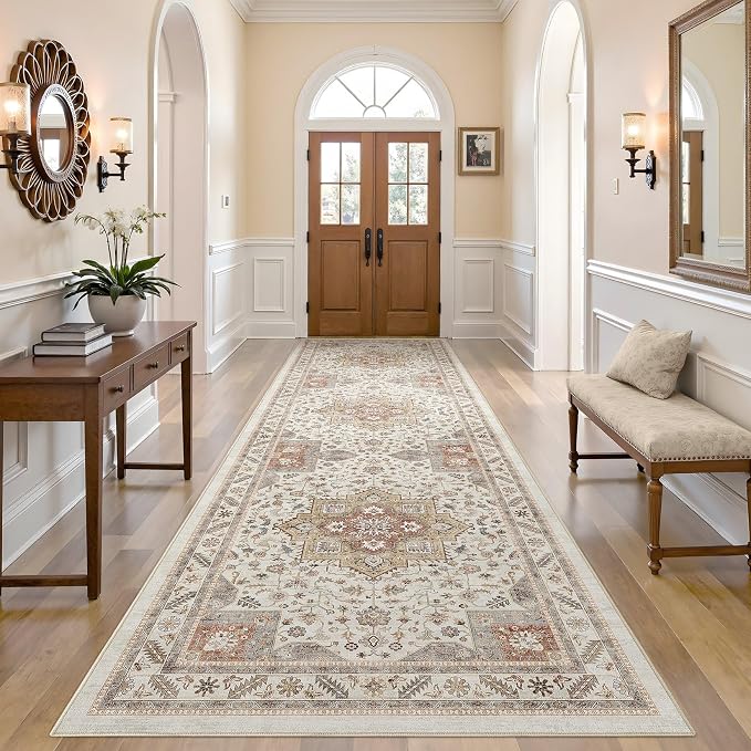 Vintage Hallway Runner Rug 3x10: Large Soft Washable Entryway by COTILED