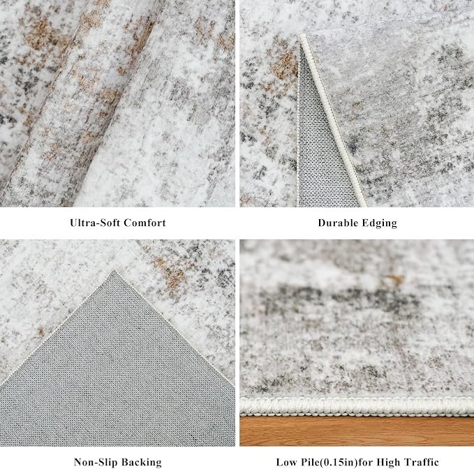 12x15 Area Rug for Living Room – Large Modern Neutral Abstract Thin Washable - Image 6