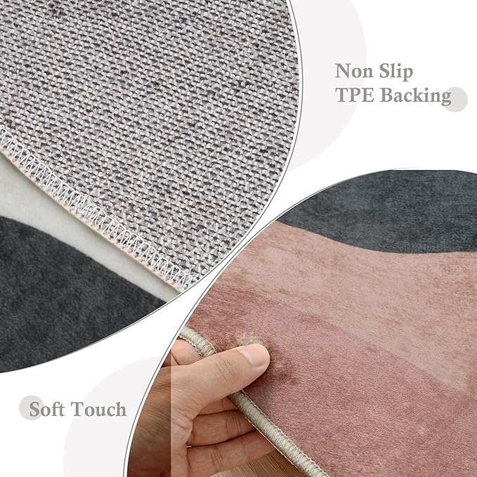 4ft Abstract Round Rug, Soft Washable Non-Slip Sun and Mountain Circle Kids - Image 4