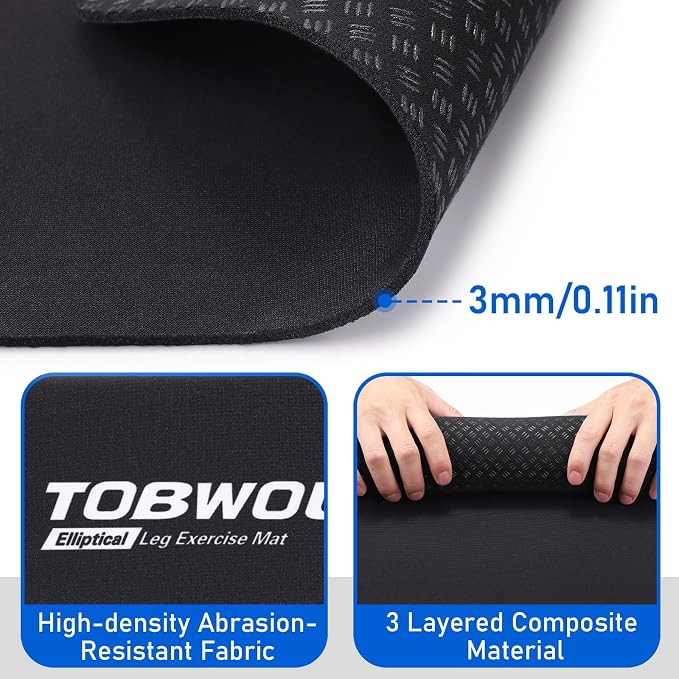 TOBWOLF Non-Slip Workout Mat for Ellipse Leg Exerciser, Ellipse Machine Mat - Image 3