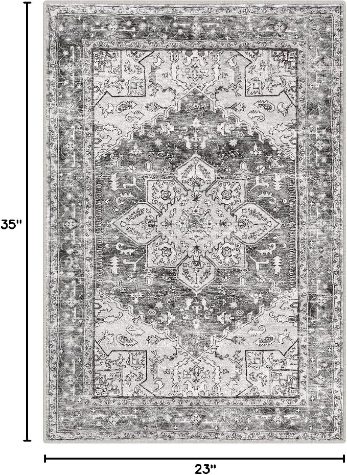 Yamaziot Washable Area Rug, 2x3 Small Entryway Rug Non-Slip Boho Vintage Rug - Image 2