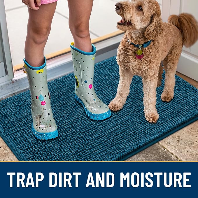 Smiry Dog Door Mat for Muddy Paws 34x21, Absorbent Dirt Trapper, Non-Slip - Image 3