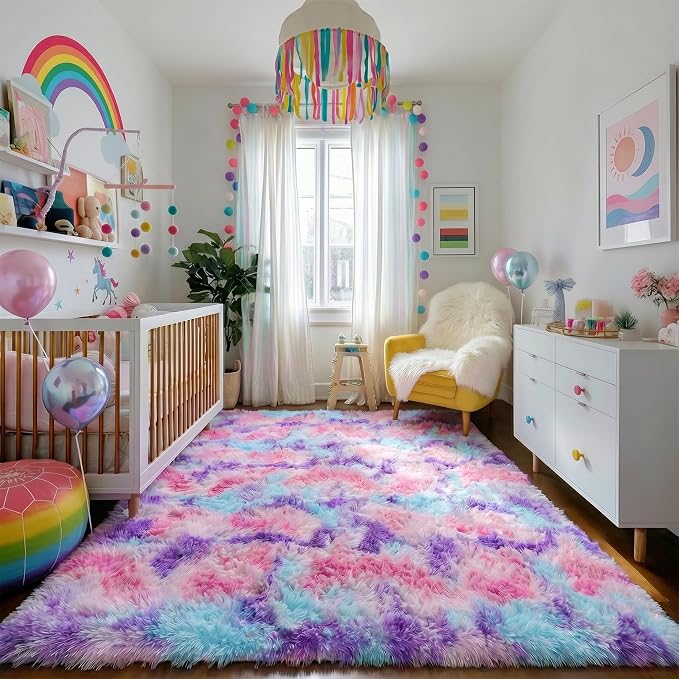 Amdrebio Hot Pink Rainbow Area Rug - Image 6