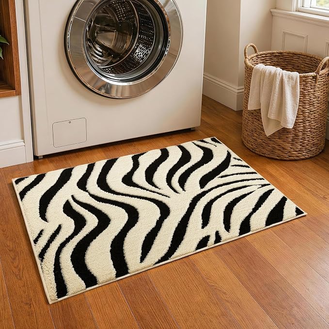 YIHOUSE 2×3 Ft Entryway Rugs: Washable Zebra Striped Small Rug - Image 2