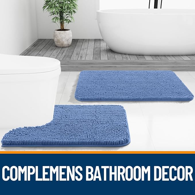 OLANLY Small Bathroom Rugs 24x16, Soft Absorbent Chenille Bath Rugs, Rubber - Image 8