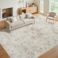 8x10 Area Rugs for Living Room:Beige Washable Vintage Medallion Carpet Non-Slip by Unknown