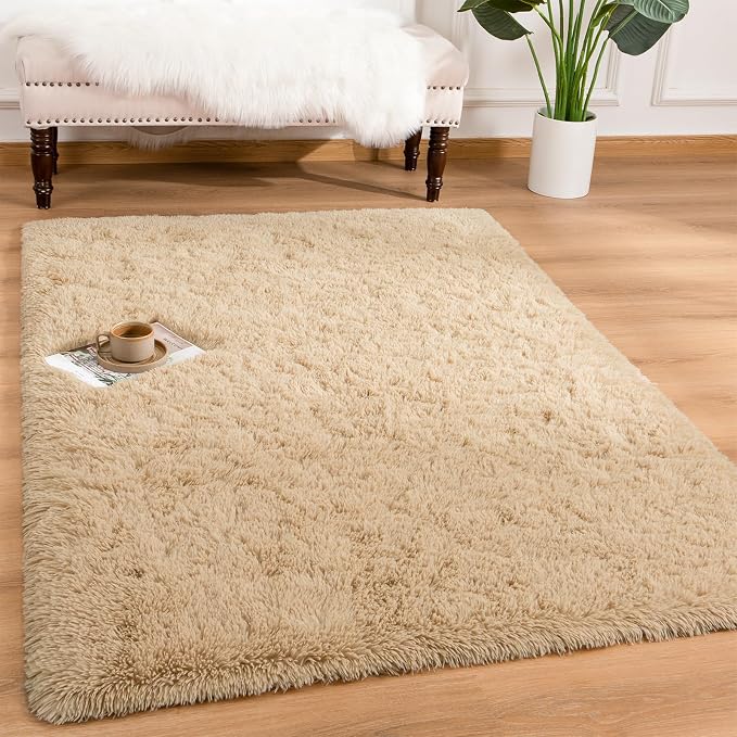 Andecor Soft Fluffy Bedroom Rugs, 3 x 5 Feet Indoor Shaggy Plush Area Rug by Andecor