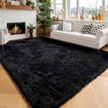 Amdrebio Black Rugs for Bedroom Living Room Decor Aesthetic, Fluffy Shag Furry by Amdrebio