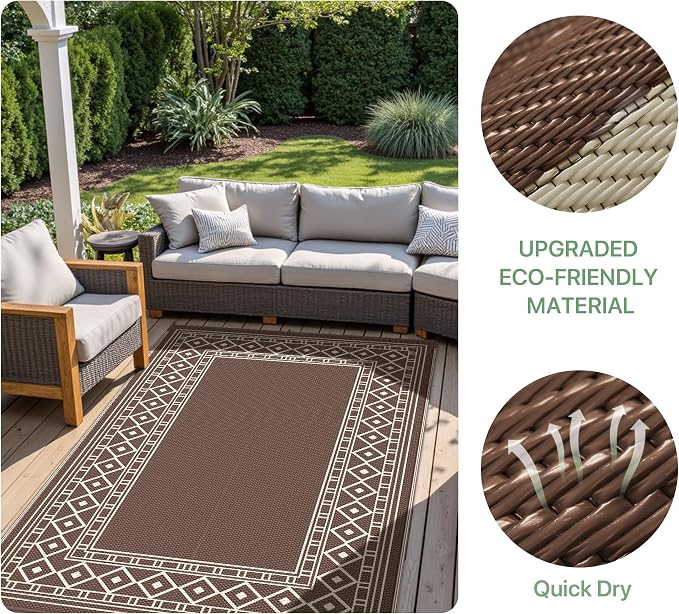 GENIMO Outdoor Rug Waterproof for Patio Decor, Camping Mat for Outdoor - Image 7