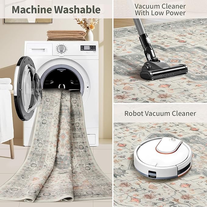 Rugxara 5X7 Taupe Washable Area Rug - Image 6