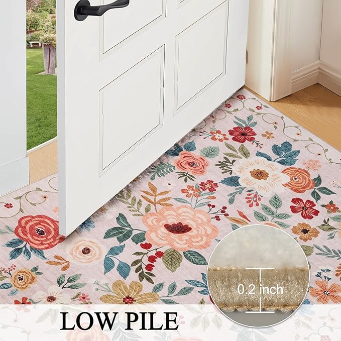 DUKINO 3x10 Runner Rug for Hallway, Washable Kitchen Floral Runner Rug - Image 7