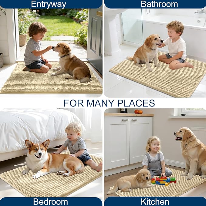 OLANLY Dog Door Mat for Muddy Paws 30x20, Ultra Absorbent Chenille Mud Doormat - Image 8