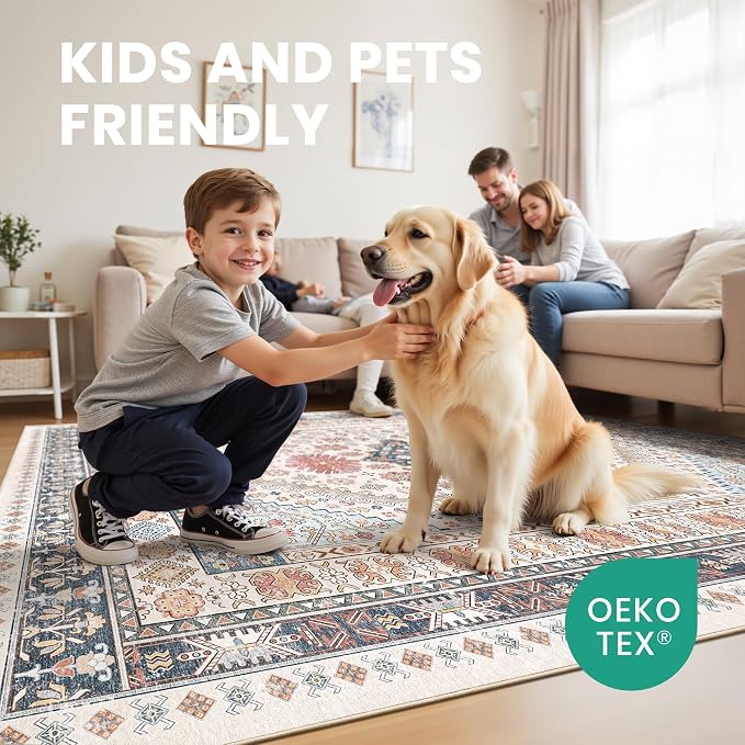 zesthome 9x12 Area Rugs for Living Room, Non-Slip Backing Washable Rugs - Image 7