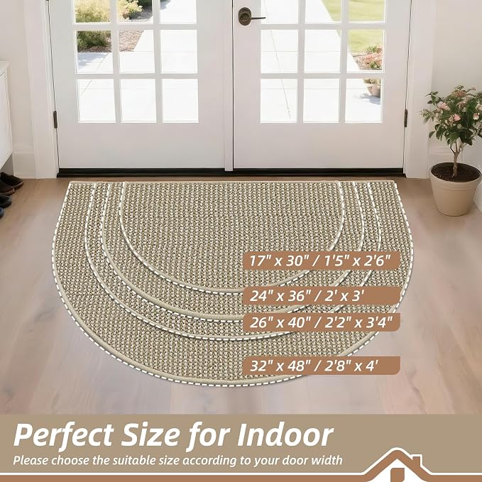 BEQHAUSE Dirt Trapper Door Mat 32" x 48" Half Circle Non-Slip Washable Doormats - Image 2