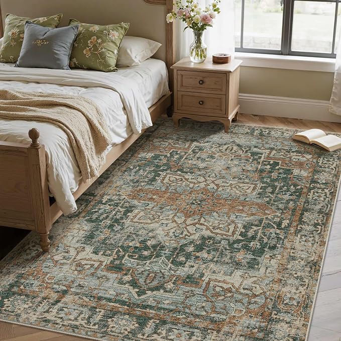 Rugxara 4x6 Rug for Living Room Bedroom, Vintage Retro Boho Area Rugs, Non Slip - Image 2