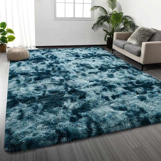 Deerhoo Large Shag Area Rugs 6 x 9, Tie-Dyed Plush Fuzzy Rugs by Deerhoo