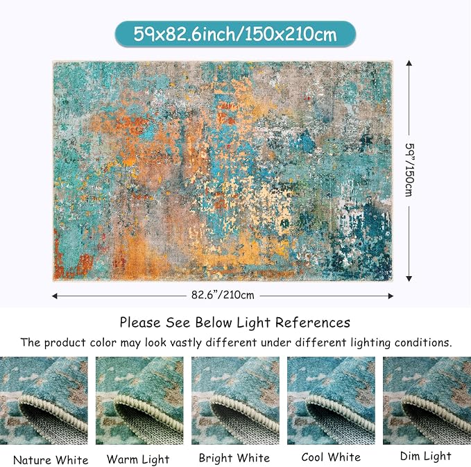 Lahome Modern Abstract Area Rugs 5x7, Large Washable Rugs - Image 2