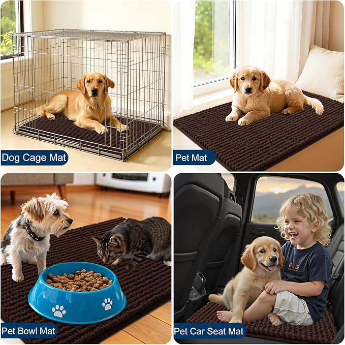 OLANLY Dog Door Mat for Muddy Paws 34x21, Ultra Absorbent Chenille Mud Doormat - Image 7