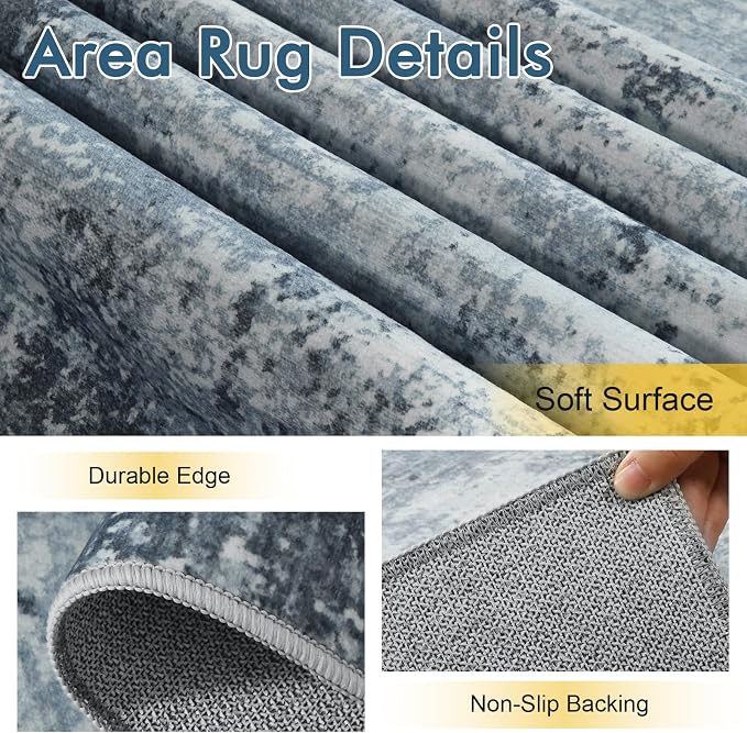 2x6 Ft Washable Runner Rug, Non-Slip Low Pile Hallway Kitchen Area Rug - Image 5