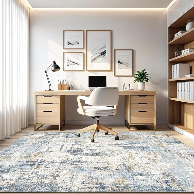 5x8 Area Rug Washable Rugs: Large Abstract Modern Soft Stain Resistant Indoor - Image 8