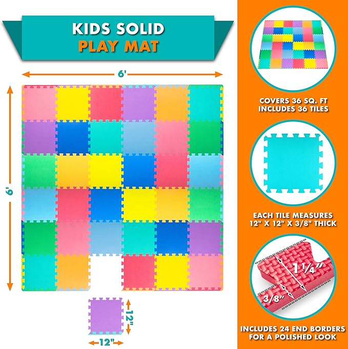 ProSource Baby Play Mat, Soft Foam Floor Tiles - Image 2