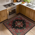 RELEANY Area Rugs Square 4ft Washable Non-Slip, Floral Vintage Distress by RELEANY