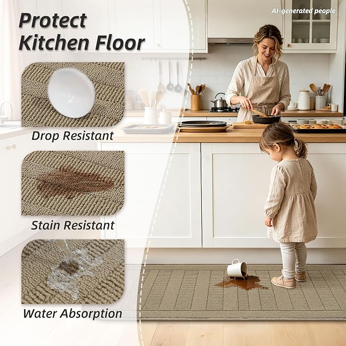 BEQHAUSE 24x60 Inch Kitchen Rugs Non-Slip Washable Kitchen Mats - Image 3